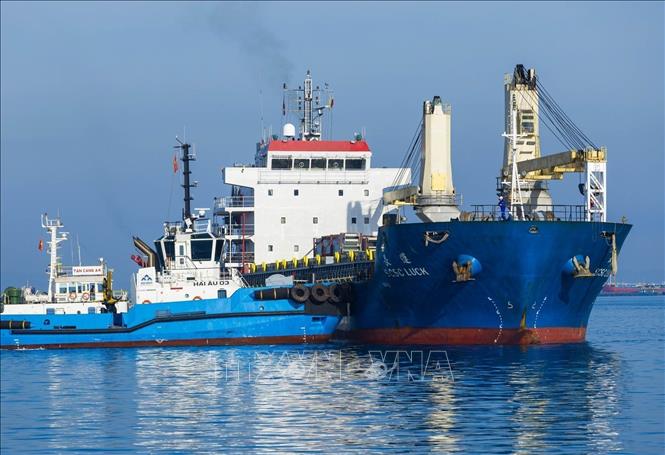 The berth No 6 welcomes the first merchant ship - MV SCSC LUCK of Hong Kong with a tonnage of over 8,300 DWT. VNA Photo