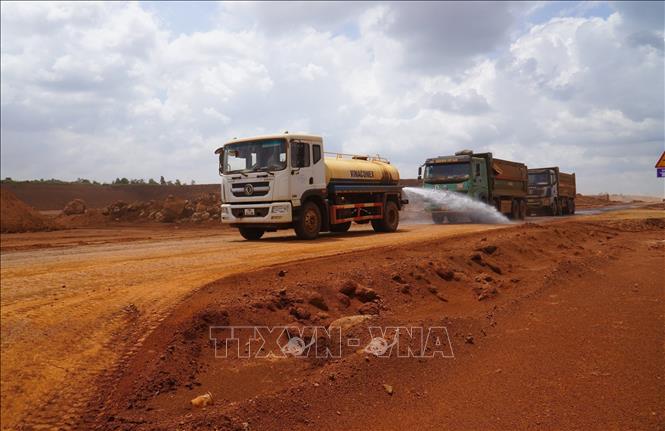 Watering for dust control during the ground levelling period of Long Thanh Airport. Photo by courtesy/VNA