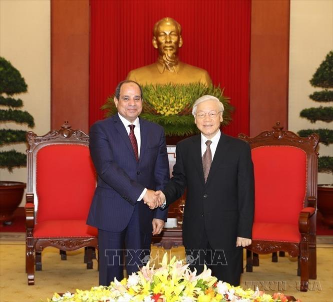 Tổng Bí thư Nguyễn Phú Trọng tiếp Tổng thống Ai Cập Abdel Fattah El-Sisi thăm cấp Nhà nước Việt Nam (2017). Ảnh: Trí Dũng – TTXVN