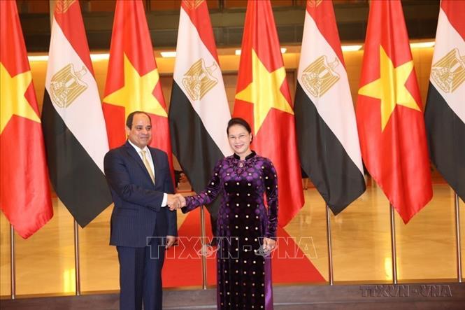 Chủ tịch Quốc hội Nguyễn Thị Kim Ngân hội kiến Tổng thống Ai Cập Abdel Fattah el-Sisi thăm cấp Nhà nước Việt Nam (2017). Ảnh: Trọng Đức – TTXVN