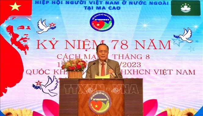 Lãnh sự Nguyễn Tuấn Anh, đại diện Tổng lãnh sự quán Việt Nam tại Hong Kong và Macau phát biểu tại Lễ kỷ niệm. Ảnh: Mạc Luyện - PV TTXVN tại Hong Kong