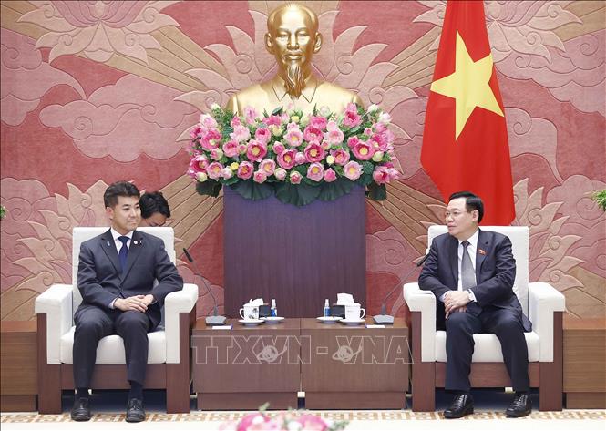 National Assembly Chairman Vuong Dinh Hue receives CDP President Kenta Izumi in Hanoi on August 30. VNA Photo: Doãn Tấn 