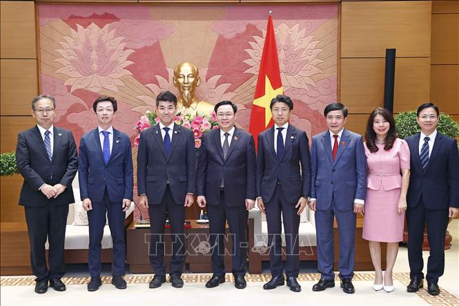 National Assembly Chairman Vuong Dinh Hue and CDP President Kenta Izumi among others. VNA Photo: Doãn Tấn 