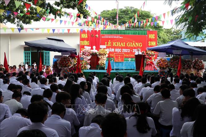 Lễ khai giảng tại Trung tâm Giáo dục thường xuyên - Hướng nghiệp Vũng Tàu. Ảnh: Đoàn Mạnh Dương - TTXVN