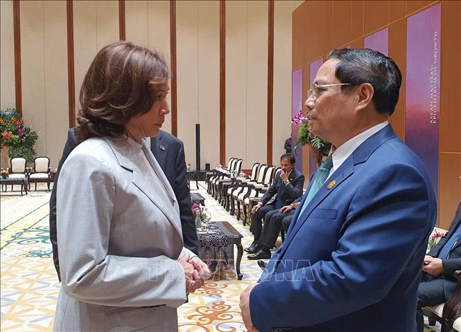 Prime Minister Pham Minh Chinh and US Vice President Kamala Harris. VNA Photo: Dương Giang 
