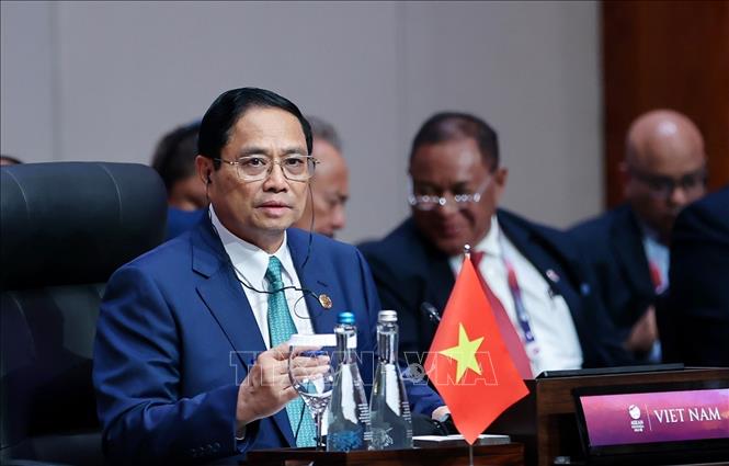 Prime Minister Pham Minh Chinh speaks at the ASEAN-Canada Summit. VNA Photo: Dương Giang 