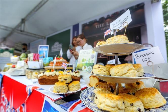 Gian hàng ẩm thực Anh tại lễ hội. Ảnh: Tuấn Đức - TTXVN