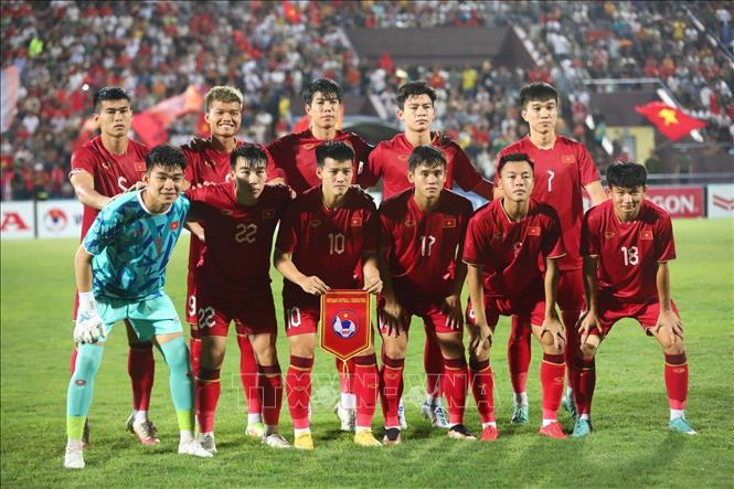 Đội hình xuất phát của U23 Việt Nam. Ảnh: Minh Quyết - TTXVN