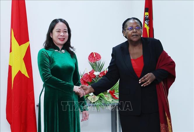 Vice President Vo Thi Anh Xuan meets President of the Assembly of Mozambique Esperanca Laurinda Francisco Nhiuane Bias. VNA Photo: Lâm Khánh