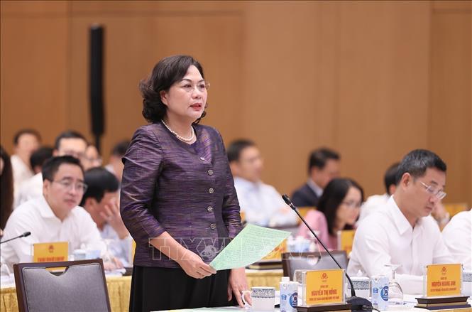 Governor of the State Bank of Vietnam Nguyen Thi Hong speaks at the meeting. VNA Photo: Dương Giang