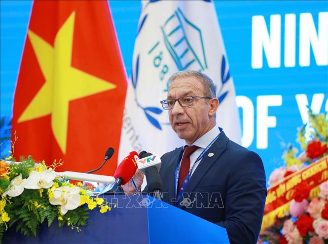 President of the Inter-Parliamentary Union (IPU) Duarte Pacheco speaks at the opening ceremony. VNA Photo