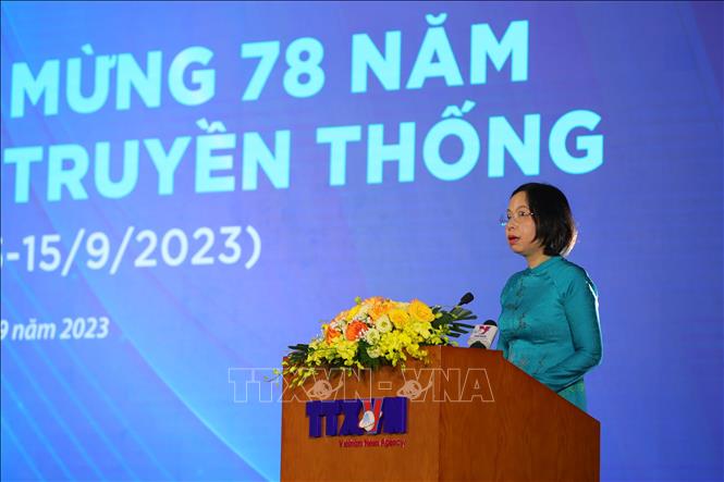 VNA General Director Vu Viet Trang speaks at the ceremony. VNA Photo 