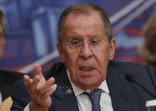 Ngoại trưởng Nga Sergei Lavrov phát biểu tại cuộc họp ở Moskva, ngày 15/9/2023. Ảnh: AFP/TTXVN