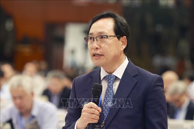 Ông Choi Joo Ho, Tổng Giám đốc Tổ hợp SamSung Việt Nam phát biểu. Ảnh: Doãn Tấn - TTXVN
