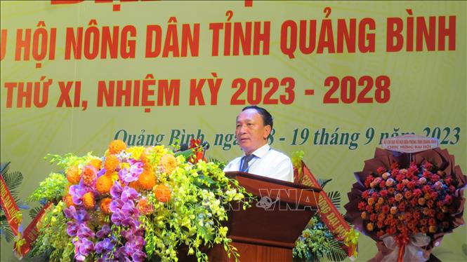 Ông Trần Hải Châu, Phó Bí thư Thường trực Tỉnh ủy, Chủ tịch HĐND tỉnh Quảng Bình phát biểu chỉ đạo tại Đại hội. Ảnh: Võ Dung - TTXVN