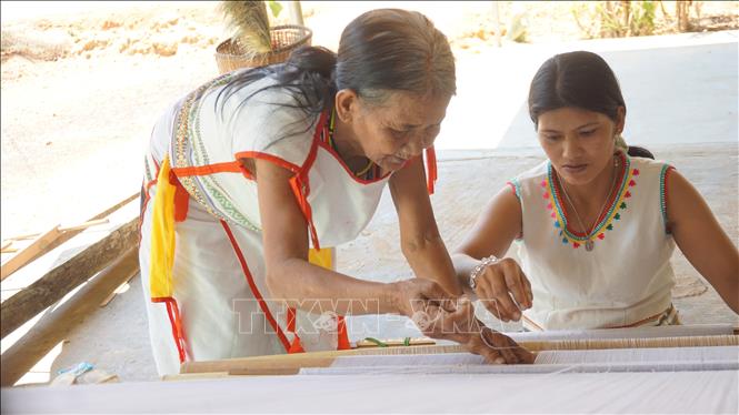 Khi đời sống vật chất của đồng bào Rơ Măm (xã Mô Rai, huyện Sa Thầy, tỉnh Kon Tum) được cải thiện, những già làng, nghệ nhân, người có uy tín trong cộng đồng có điều kiện để bảo tồn, phát huy những nét văn hóa truyền thống mang đậm bản sắc của dân tộc mình. Ảnh: Khoa Chương - TTXVN