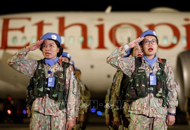 Việt Nam là một thành viên tích cực, tin cậy, có trách nhiệm trong cộng đồng quốc tế. Trong ảnh: Đội Công binh số 1 hoành thành xuất sắc nhiệm vụ tại Phái bộ UNISFA (khu vực Abyei) trở về. Ảnh: An Đăng - TTXVN