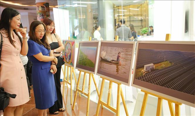 Đại biểu tham quan trưng bày các tác phẩm của cuộc thi ảnh 