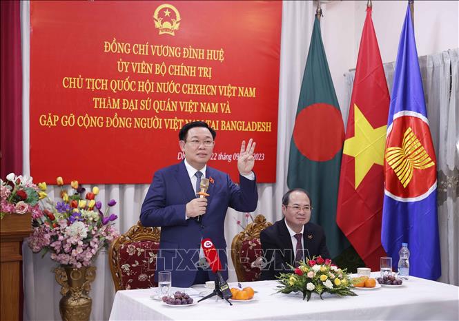 NA Chairman Vuong Dinh Hue speaks at the meeting. VNA Photo: Doãn Tấn 