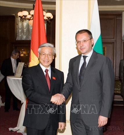 Thủ tướng Sergey Stanishev tiếp Chủ tịch Quốc hội Nguyễn Phú Trọng thăm chính thức Bulgaria (23/6/2008). Ảnh: Trí Dũng – TTXVN