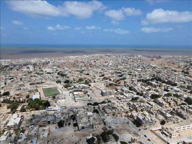 Cảnh tàn phá do thảm họa lũ lụt tại Derna, Libya, ngày 14/9/2023. Ảnh: THX/TTXVN