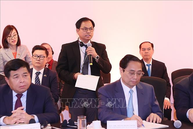 Ông Trần Văn Lật, Chủ tịch HĐQT, TGĐ Công ty CP Thủy sản Lộc Kim Chi, đại diện doanh nghiệp Việt Nam phát biểu. Ảnh: Dương Giang-TTXVN
