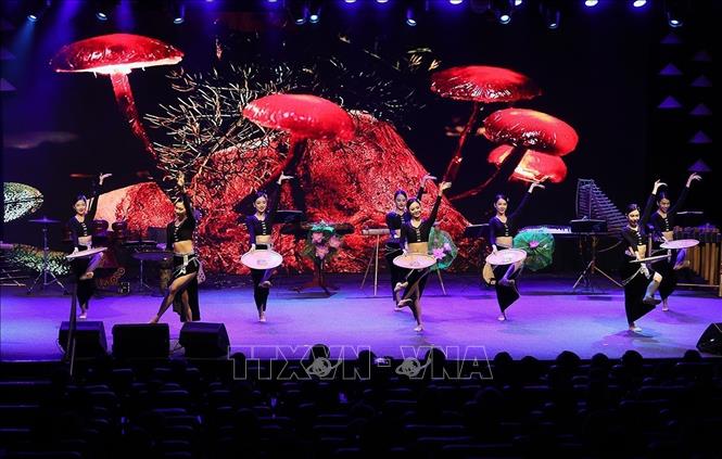 An art performance at the ceremony, named “Viet Nam – Nhung sac mau” (Colours of Vietnam) featuring typical songs and dances of the northern, Central Highlands and southern regions of the Southeast Asian nation. VNA Photo: Dương Giang