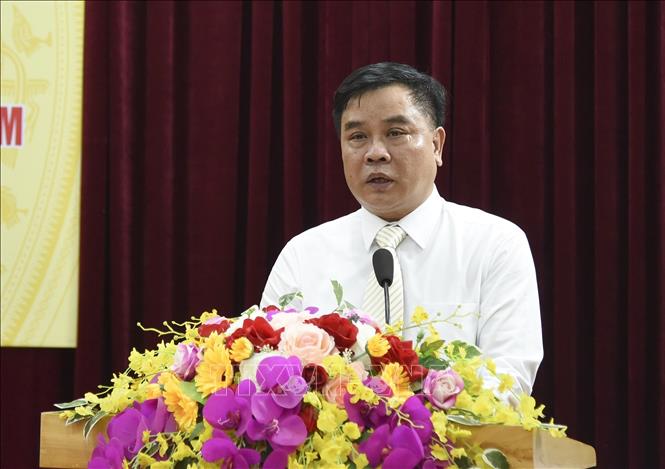 Tân Giám đốc Ngân hàng Nhà nước chi nhánh tỉnh Điện Biên Nguyễn Quốc Tùng phát biểu tại buổi lễ. Ảnh: Xuân Tư – TTXVN