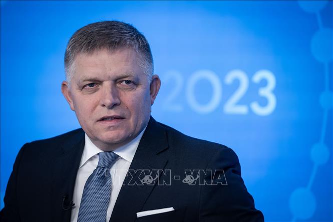 Lãnh đạo đảng Dân chủ Xã hội Smer (Smer-SD), cựu Thủ tướng Slovakia Robert Fico trong cuộc tranh luận trực tiếp trên truyền hình ở Bratislava ngày 26/9/2023. Ảnh: AFP/TTXVN