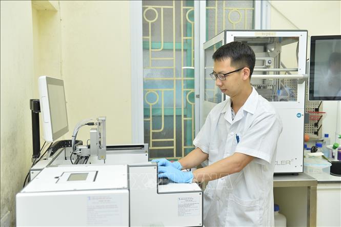 Tiến sĩ Ngô Ngọc Hải thực hiện phân tích mẫu nghiên cứu về đa dạng nguồn gen. Ảnh: Minh Đức – TTXVN