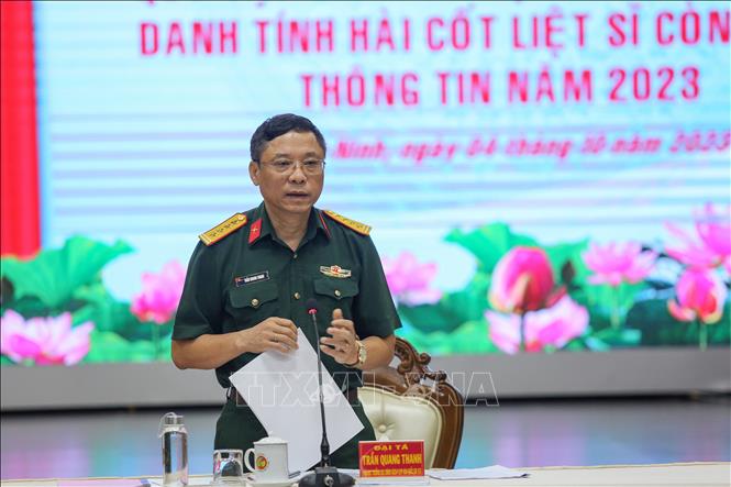 Đại tá Trần Quang Thanh, Phó Cục trưởng Cục Chính sách, Phó Chánh Văn phòng Ban Chỉ đạo Quốc gia 515 kết luận tại buổi làm việc. Ảnh: Giang Phương – TTXVN
