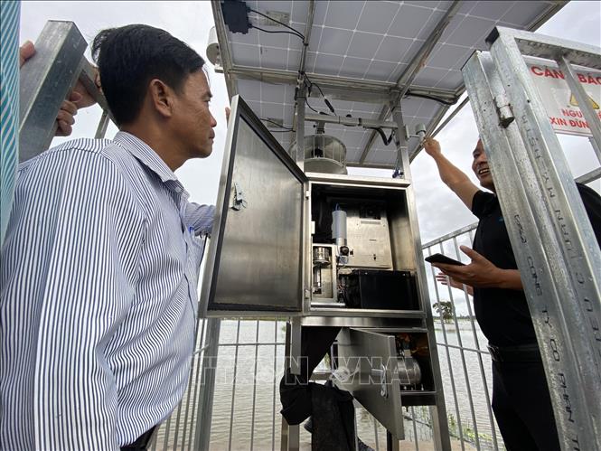 Trạm hệ thống giám sát sâu rầy thông minh tại huyện Mộc Hóa, tỉnh Long An. Ảnh: Thanh Bình-TTXVN