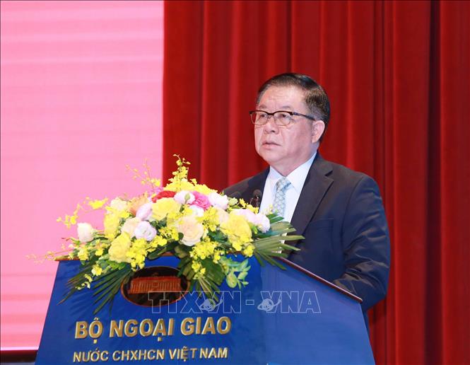 Đồng chí Nguyễn Trọng Nghĩa, Bí thư Trung ương Đảng, Trưởng Ban Tuyên giáo Trung ương, Trưởng Ban Chỉ đạo công tác thông tin đối ngoại phát biểu kết luận. Ảnh: Phương Hoa - TTXVN