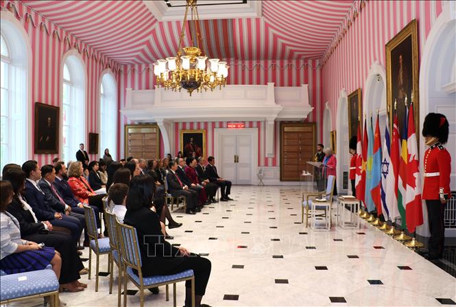 Toàn cảnh buổi lễ trình Quốc thư tại Dinh Toàn quyền Canada. Ảnh: Trung Dũng - PV TTXVN tại Canada