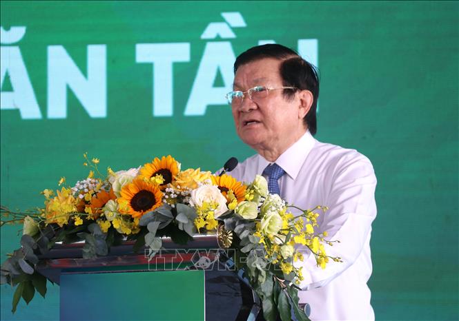 Nguyên Chủ tịch nước Trương Tấn Sang phát biểu tại buổi lễ. Ảnh: Đức Hạnh - TTXVN 
