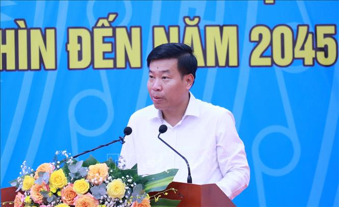 Bí thư Tỉnh ủy Bình Phước Nguyễn Mạnh Cường phát biểu tại Hội thảo. Ảnh: Sỹ Tuyên - TTXVN