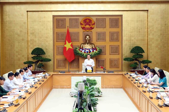 Deputy Prime Minister Le Minh Khai speaks at the meeting. VNA Photo: An Đăng