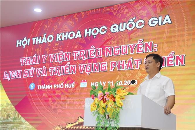 Phó Chủ tịch UBND tỉnh Thừa Thiên - Huế Nguyễn Thanh Bình phát biểu tại hội thảo. Ảnh: Mai Trang - TTXVN