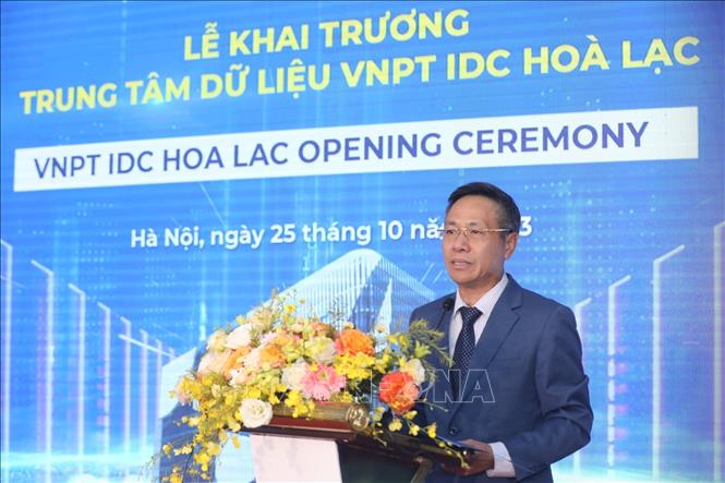 Chủ tịch Hội đồng thành viên VNPT Tô Dũng Thái phát biểu. Ảnh: Minh Quyết - TTXVN
