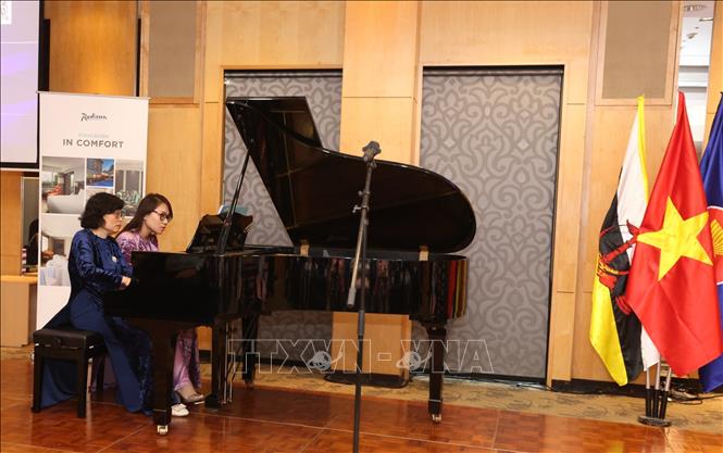 Nghệ sĩ đàn piano Việt Nam trình diễn tại sự kiện. Ảnh: TTXVN phát 
