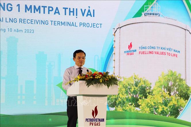 Phó Thủ tướng Trần Lưu Quang phát biểu tại buổi lễ khánh thành.Ảnh: Đoàn Mạnh Dương - TTXVN
