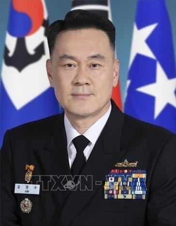 Tư lệnh Tác chiến Hải quân Hàn Quốc, Phó Đô đốc Kim Myung-Soo được chỉ định làm Chủ tịch Hội đồng Tham mưu trưởng Liên quân (JCS) ngày 29/10/2023. Ảnh: Yonhap/TTXVN