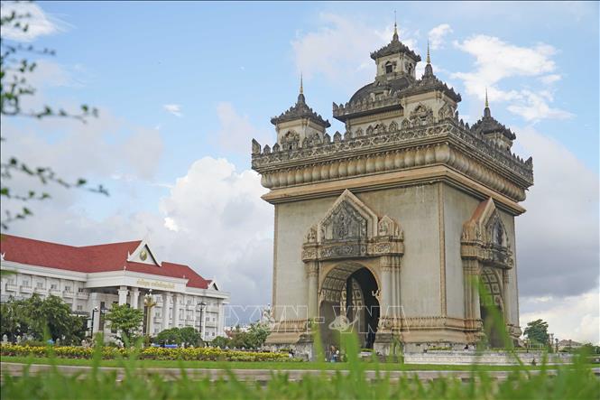 Khải Hoàn Môn - Patuxai, thủ đô Viêng Chăn, Lào. Ảnh: Đỗ Bá Thành- PV TTXVN tại Lào