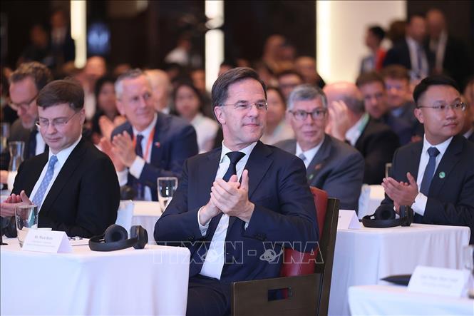 Dutch Prime Minister Mark Rutte attends the 2023 Green Economy Forum. VNA Photo: Dương Giang