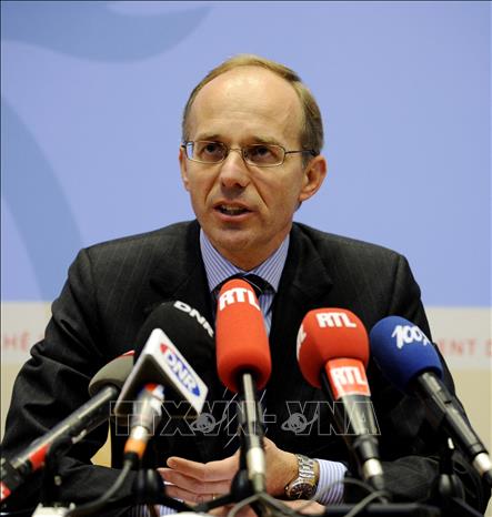 (Tư liệu) Ông Luc Friedens lúc còn là Bộ trưởng Tài chính Luxembourg trong cuộc họp báo tại hội nghị Tài chính và Kinh tế Liên minh châu Âu ở Luxembourg ngày 20/10/2009. Ảnh: AFP/TTXVN