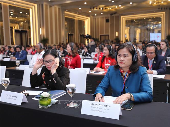 Phó Tổng giám đốc TTXVN Nguyễn Thị Sự dự hội nghị. Ảnh: Thanh Tùng - TTXVN