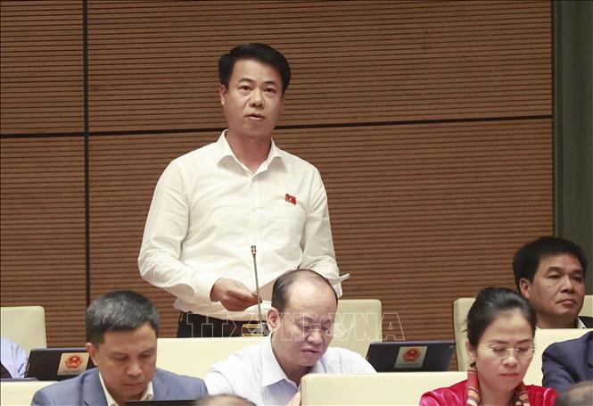 Đại biểu Quốc hội tỉnh Lai Châu Hoàng Quốc Khánh phát biểu ý kiến. Ảnh: Doãn Tấn - TTXVN