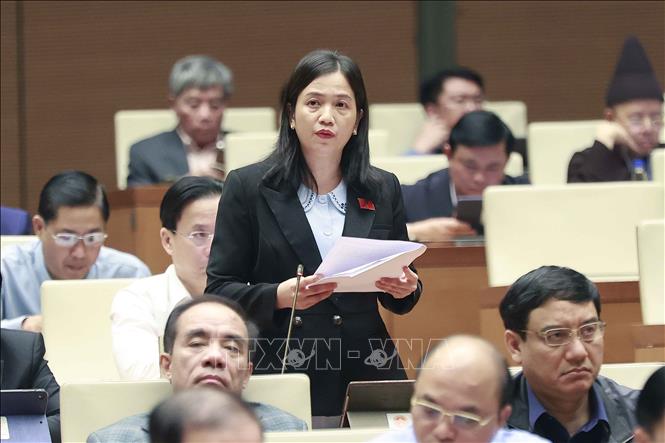 Đại biểu Quốc hội tỉnh Bình Phước Điểu Huỳnh Sang phát biểu ý kiến. Ảnh: Doãn Tấn - TTXVN