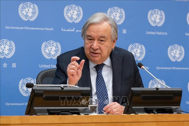 Tổng thư ký LHQ Antonio Guterres phát biểu tại New York, Mỹ ngày 20/11/2023. THX/TTXVN