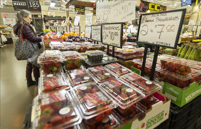 Người tiêu dùng mua sắm tại một siêu thị ở Ontario, Canada. Ảnh: THX/TTXVN